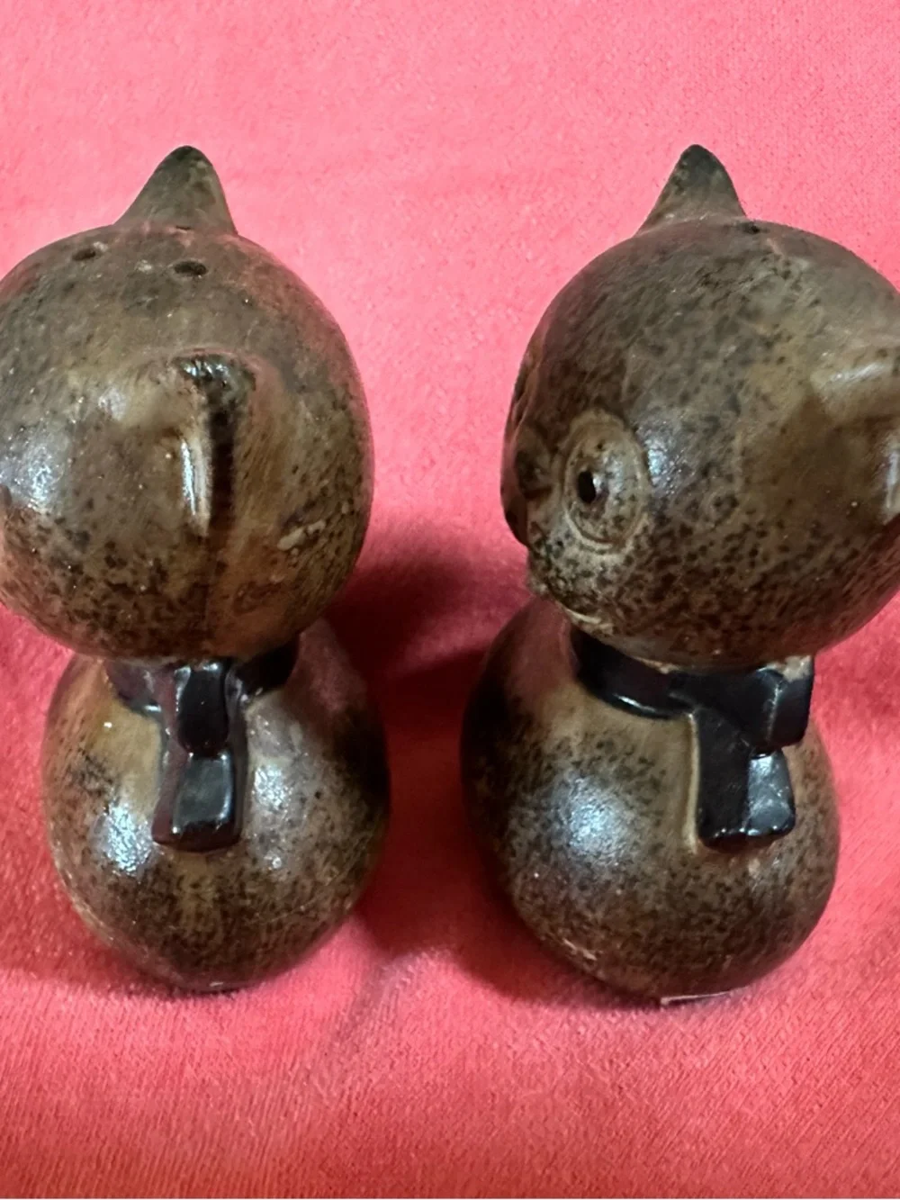 Ceramic Cat Salt & Pepper Shakers - Brown Made In Japan